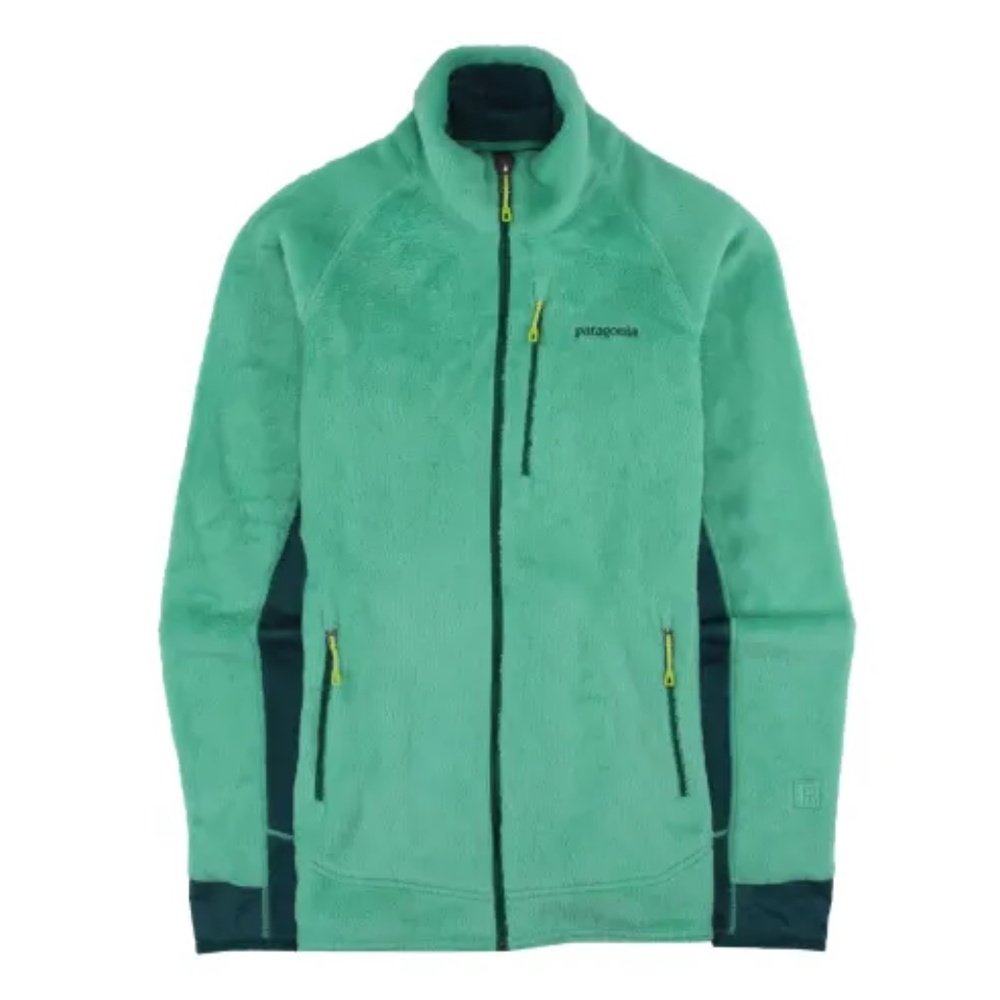 S Women's Patagonia R2 Full Zip Fleece Jacket Green Color Block